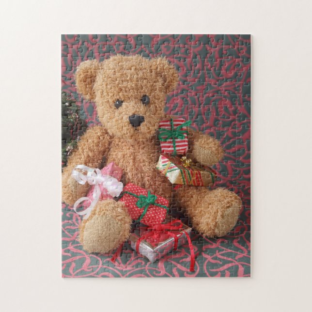 Puzzle Oso de peluche con muchos regalos de Navidad (Vertical)