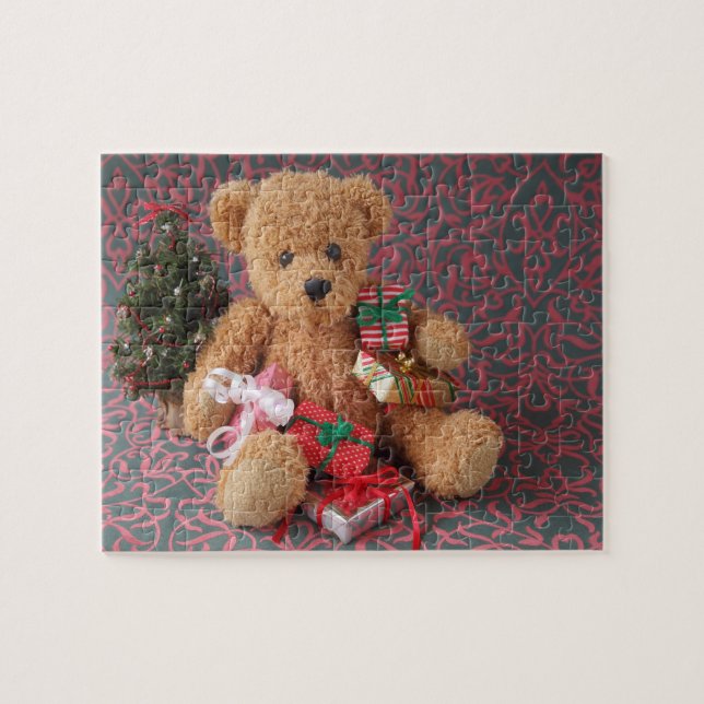 Puzzle Oso de peluche con muchos regalos del navidad (Horizontal)