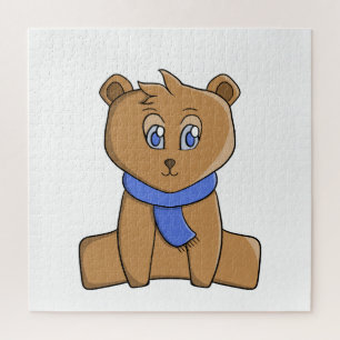 Puzzle Oso de peluche con un pañuelo azul
