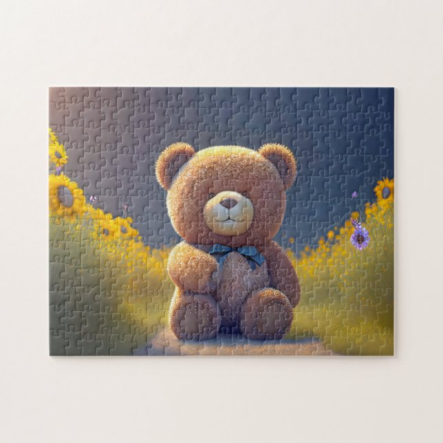 Puzzle Oso de peluche en la pradera, lindo (Horizontal)