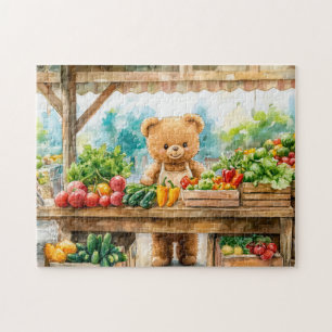 Puzzle Oso de peluche vendiendo fruta en el mercado de ag