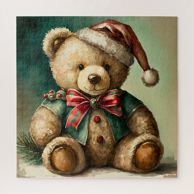 Puzzle Oso de peluche vintage de Navidad (Vertical)