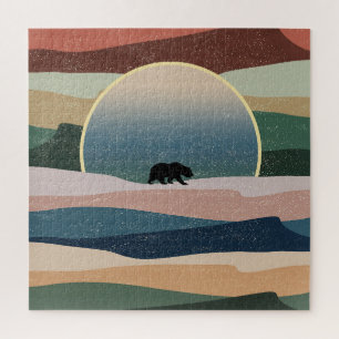 PUZZLE OSO EN DESIERTO ATARDECER