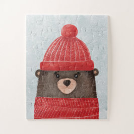 Puzzle Oso lindo color agua. Navidades