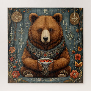 Puzzle 🐻 Oso Majestuoso Con Collar Místico Para Rompecab