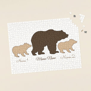 Puzzle Oso Mamá Personalizado Con 2 Nombres De Hijos Rega