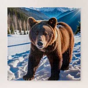 Puzzle Oso marrón en la nieve