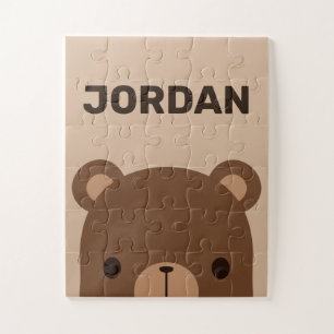 Puzzle Oso marrón lindo con nombre personalizado