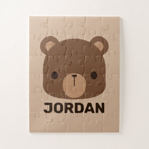 Puzzle Oso marrón lindo con nombre personalizado