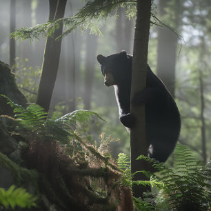 Puzzle Oso negro en un árbol