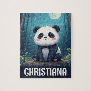 Puzzle Oso panda caprichoso personalizado en un bosque