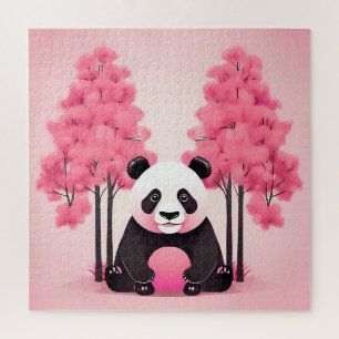 Puzzle Oso Panda con tonos rosados Vida silvestre y natur