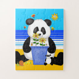 Puzzle Oso panda divertido de la playa para niños