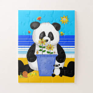 Puzzle Oso panda divertido de la playa para niños