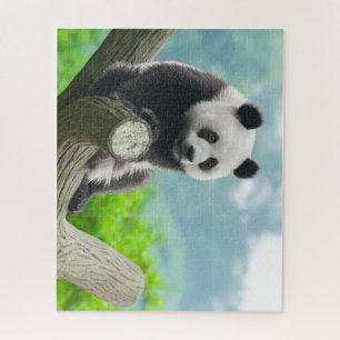 Puzzle Oso Panda Lindo y Acurrucador Sentado en una Rama