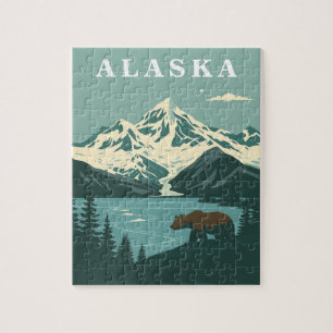 Puzzle Oso Pardo Alaska Viajes Retro