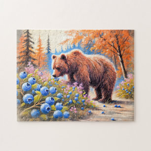 Puzzle Oso Pardo con Arándanos Arte en Tiza Pastel