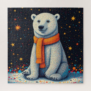 Puzzle Oso Polar Caprichoso Con Bufanda Naranja