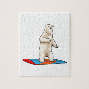 Puzzle Oso polar como snowboard con Snowboard