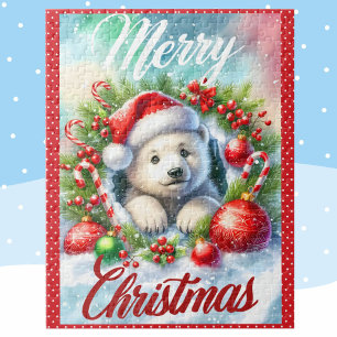 Puzzle Oso Polar Cub Feliz Navidad