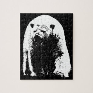 Puzzle Oso Polar de Arte Pop Blanco y Negro