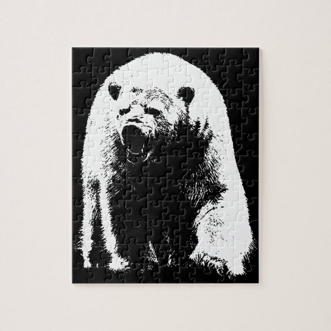 Puzzle Oso Polar de Arte Pop Blanco y Negro (Vertical)