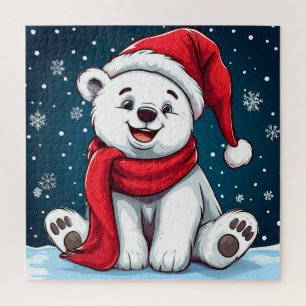 Puzzle Oso polar de dibujos animados adorable con sombrer