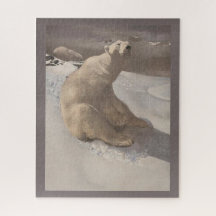 Oso polar descansando en ilustracion de nieve añej