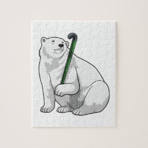 Puzzle Oso polar en hockey con bastón de hockey