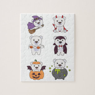 Puzzle Oso Polar Halloween Bruja Devil Calabaza Vampiro J