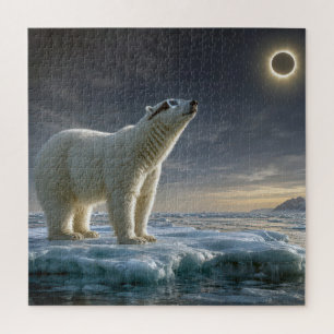 Puzzle Oso polar mirando el eclipse solar total