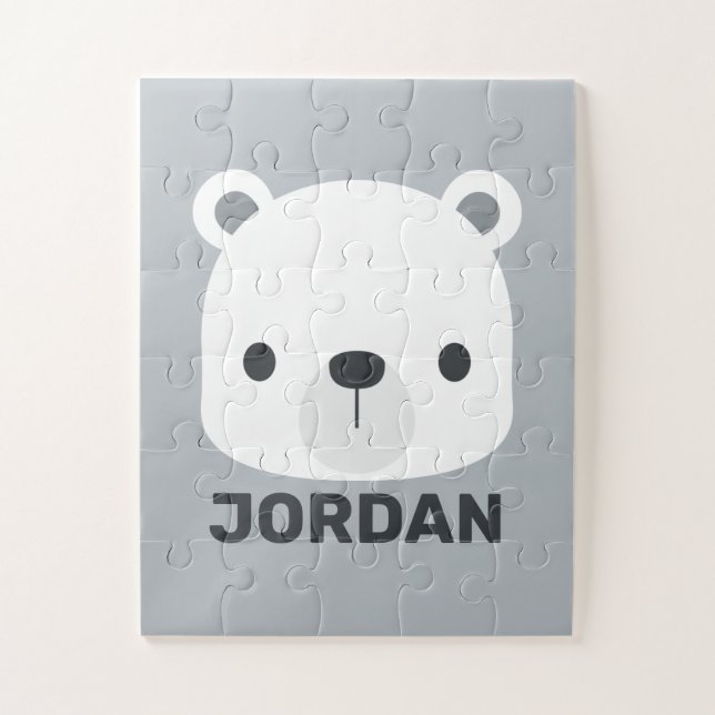 Puzzle Oso polar pequeño y corto con nombre personalizado (Vertical)