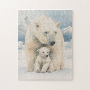 Puzzle Oso Polar y Cachorro Elegancia Ártica