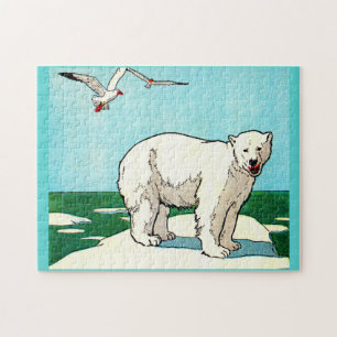 Puzzle oso polar y gaviotas