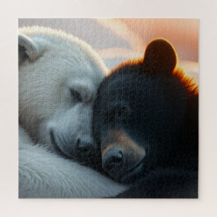 Puzzle Oso polar y oso negro duermen juntos