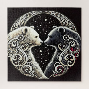 Puzzle Osos blancos y negros en un diseño de Yin Yang