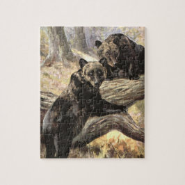 Puzzle Osos Grizzly por CE Swan, Animales del Bosque Vint