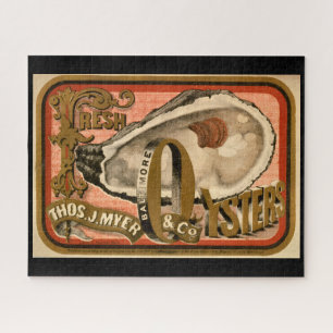 Puzzle Ostras Frescas Anuncio Antiguo de Baltimore circa