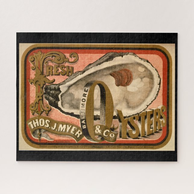 Puzzle Ostras Frescas Anuncio Antiguo de Baltimore circa  (Horizontal)