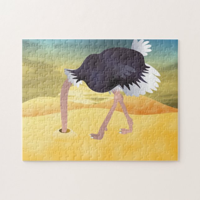 Puzzle Ostrich personalizado Con Cabeza En Arena (Horizontal)