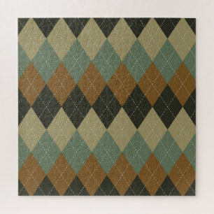 Puzzle Otoño argelino: Moda Rhombus marrón-verde