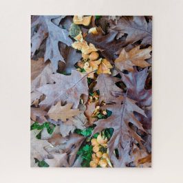 Puzzle Otoño con hongos amarillos y hojas caídas marrones