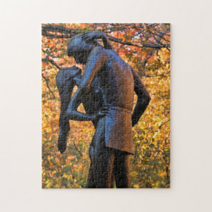Puzzle Otoño de Central Park: Estatua de Romeo y Julieta