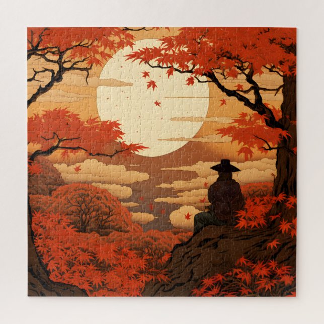 Puzzle Otoño de Ukiyo-e Japón otoño samurai (Vertical)