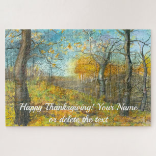 Puzzle Otoño dorado en un roble pintando acuarela