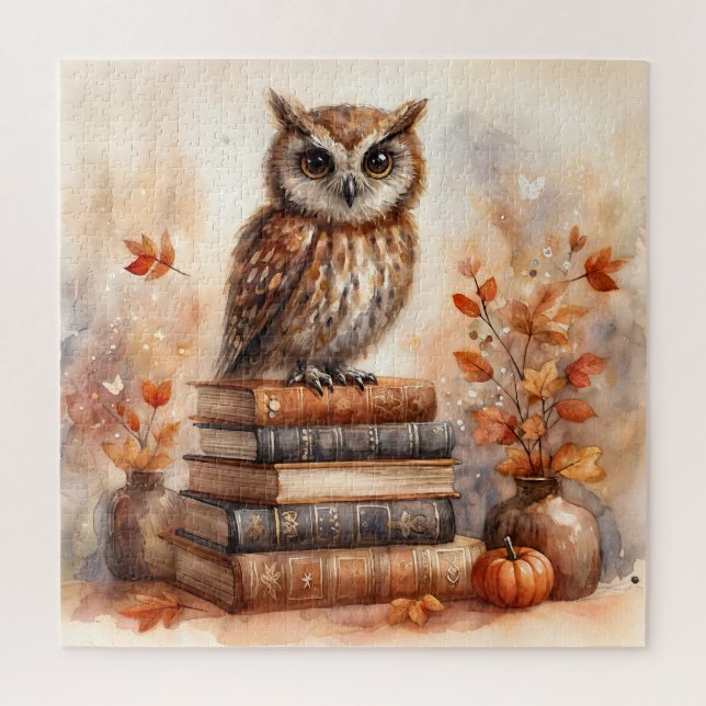 Puzzle Otoño en Bookstack con hojas de otoño (Vertical)