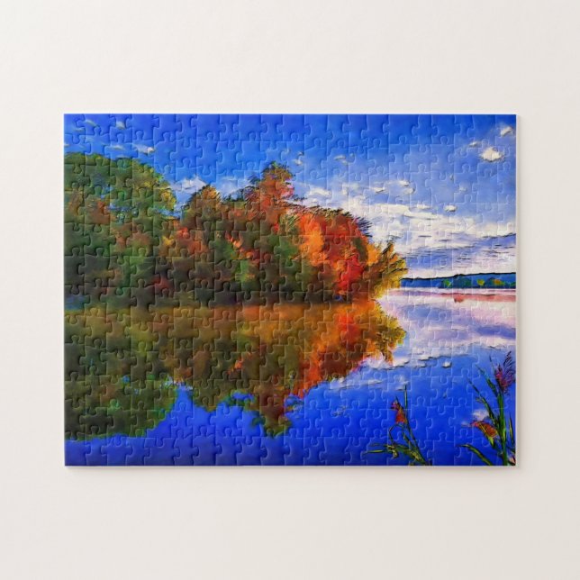 Puzzle Otoño en el lago | PERSONALIZADO (Horizontal)