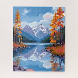 Puzzle Otoño en Lake Tahoe | Pintura de montaña de follaj