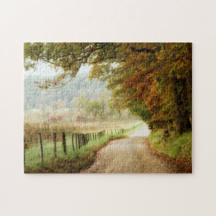 Puzzle Otoño en una carretera rural