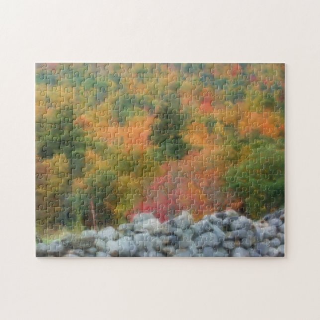 Puzzle Otoño Foliage Stone Wall Nature Art (Horizontal)